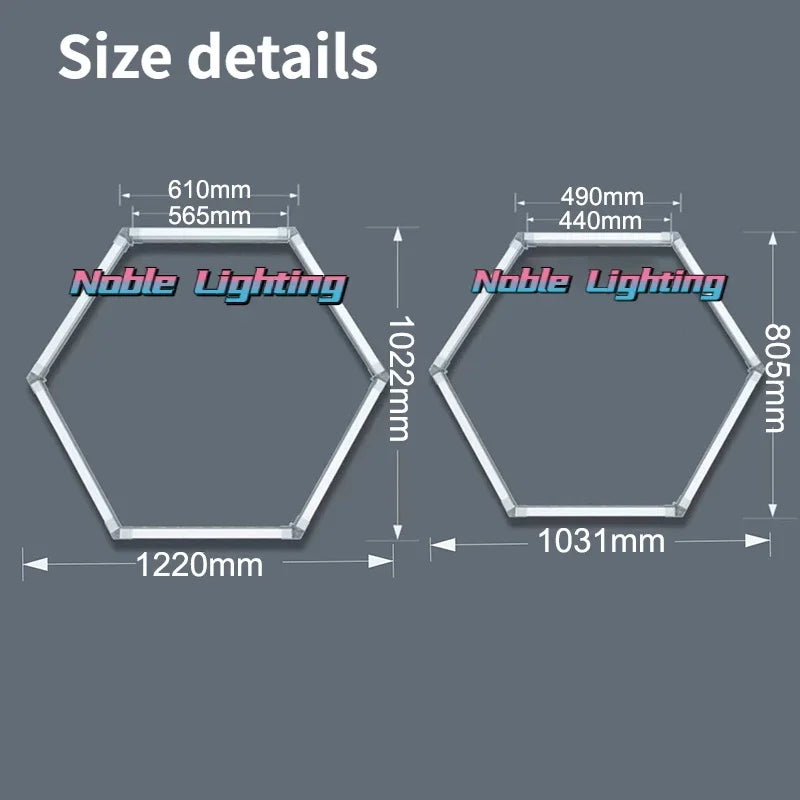 DecorBites™ Hexagon Ceiling Light 6500K for Car Wash Beauty Garage Wall with Honeycomb Design