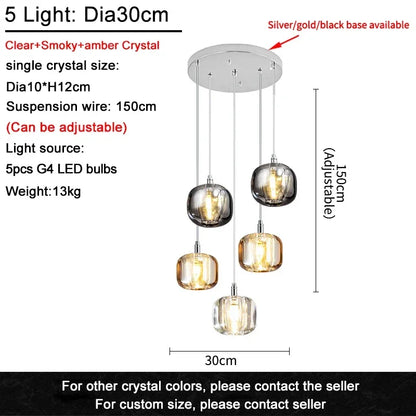 DecorBites™ Crystal LED Chandelier for Living Room Staircase Kitchen Island Light