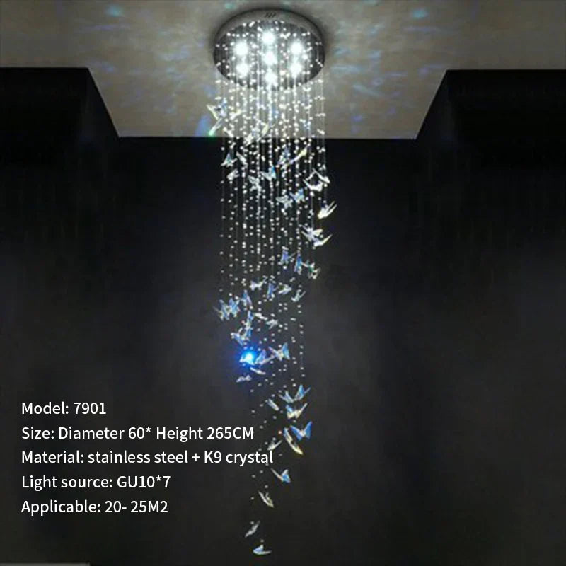 DecorBites™ Crystal Butterfly Rotating Chandelier for Modern Light Luxury Villas
