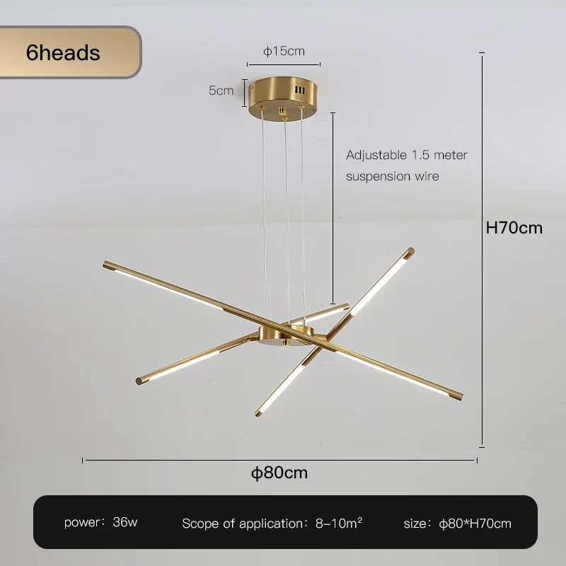 Gold LED Ceiling Chandelier 12-Head Dimmable