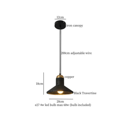 DecorBites™ Black Travertine Pendant Light: Nordic Modern LED Hanging Lamp for Living Room & Bedroom