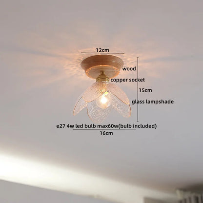 DecorBites™ Glass Wood LED Ceiling Light Modern Ceiling Lamp