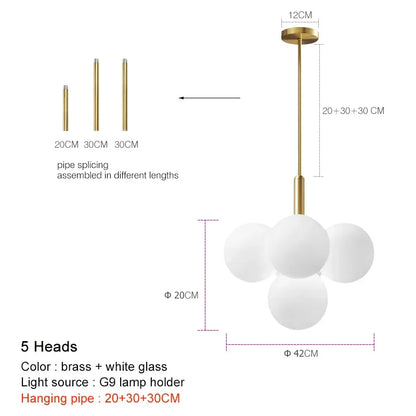 DecorBites™ Glass Ball Pendant Chandelier for Kitchen Living Room Bedroom