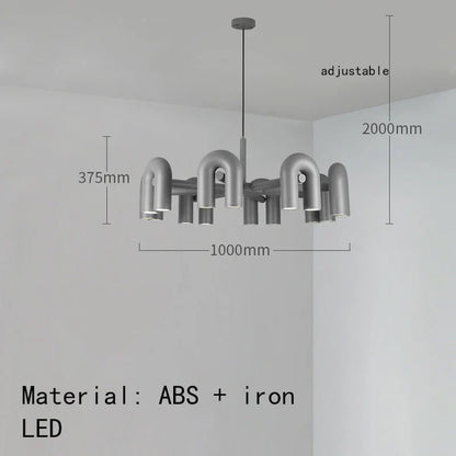 DecorBites™ Art Deco Metal Chandelier in Black, Orange, and Gray - Adjustable Cord - Dining Room, Foyer, Bedroom Lighting