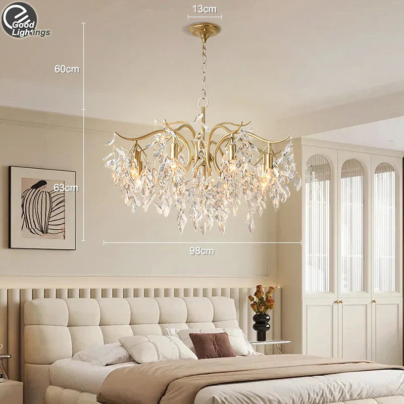 Gold Crystal Ceiling Chandelier 13-Head Premium