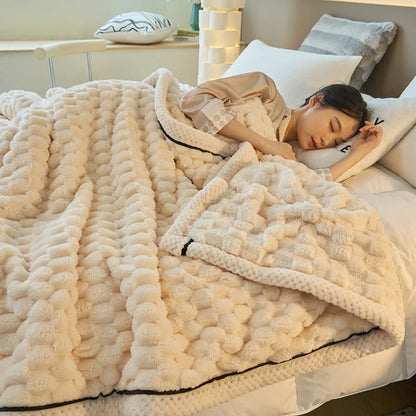 DecorBites™ Coral Fleece Warm Blanket: Cozy Thicken Winter Bed Blanket