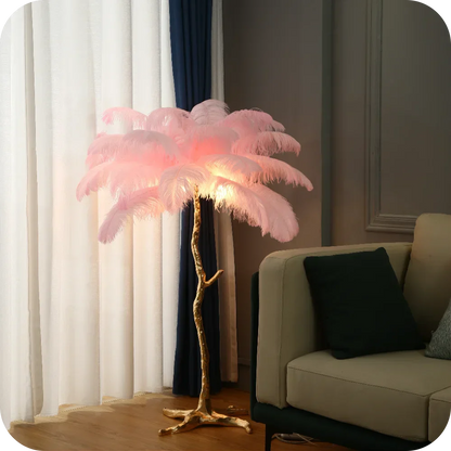 DecorBites™ Elegant Ostrich Feather Floor Lamp for Home Decor & Lighting