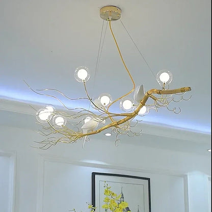 DecorBites™ Iron Branch LED Pendant Chandelier: Nordic Dining Room Lighting Fixture
