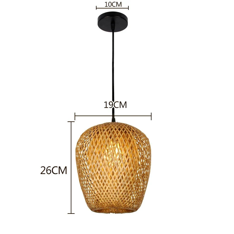 Hand-Knitted Japanese Style Bamboo Weave Pendant Light