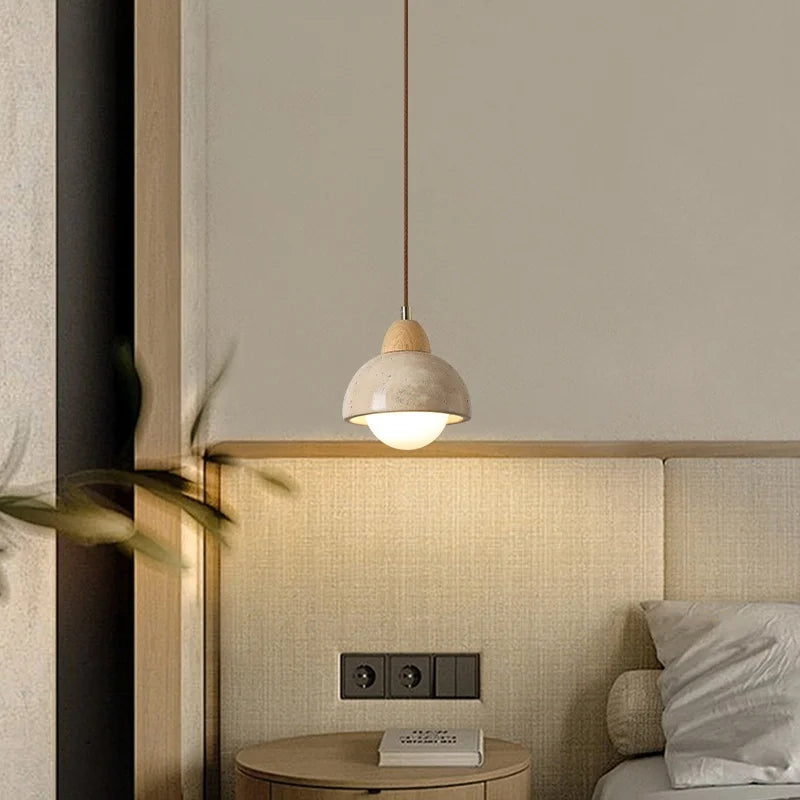Yellow Travertine Pendant Lamp Polished Copper