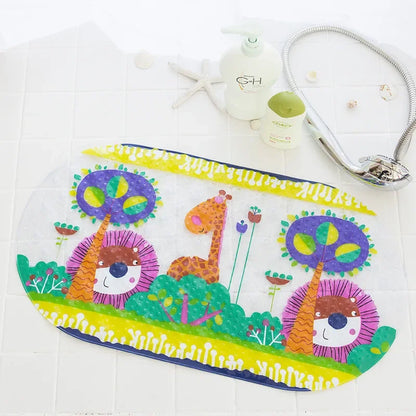 DecorBites™ Kids PVC Bathroom Mat with Suction Cups and Drainage in 12 Colors