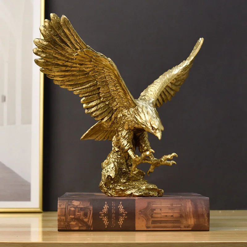 Gold Eagle Resin Sculpture Figurine Decor