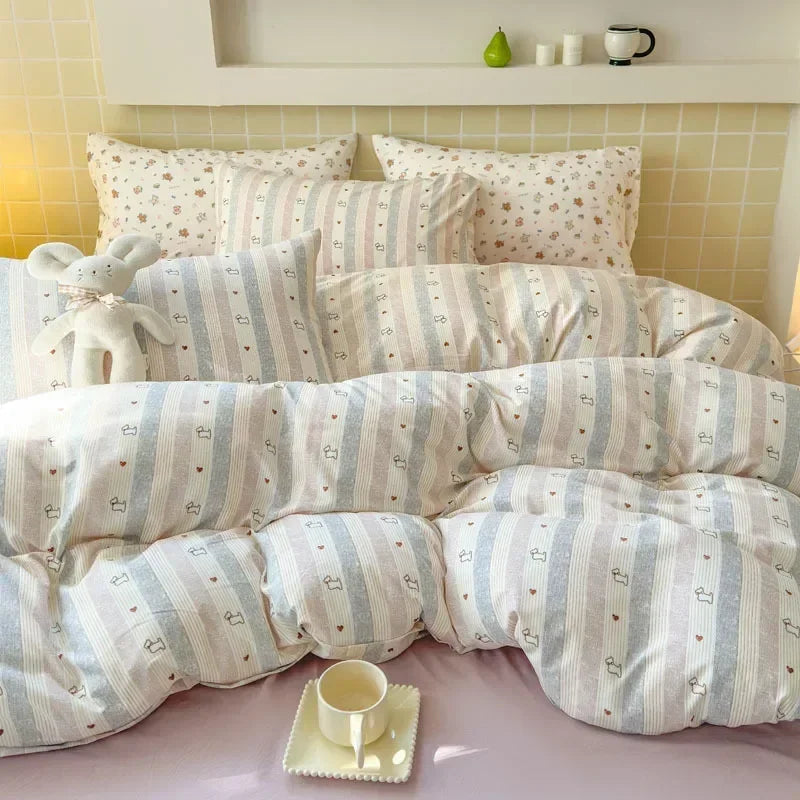 DecorBites™ Jacquard Double-Layer Yarn Fitted Sheet Set - Cloud Touch Soft Skin-Friendly Bedroom Decor