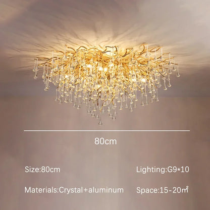 DecorBites™ Golden Chandelier Modern Luxury LED Glossy Ceiling Lamp