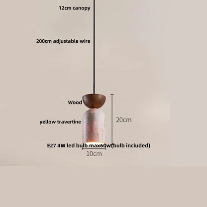 DecorBites™ Glass Ball LED Pendant Lamp for Coffee Living Dining Room with Natural Wood and Stone
