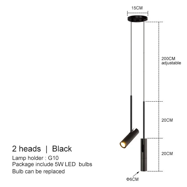 DecorBites™ Black Chandelier: Nordic Minimalist Bedroom Bar Decor Hanging Lamp