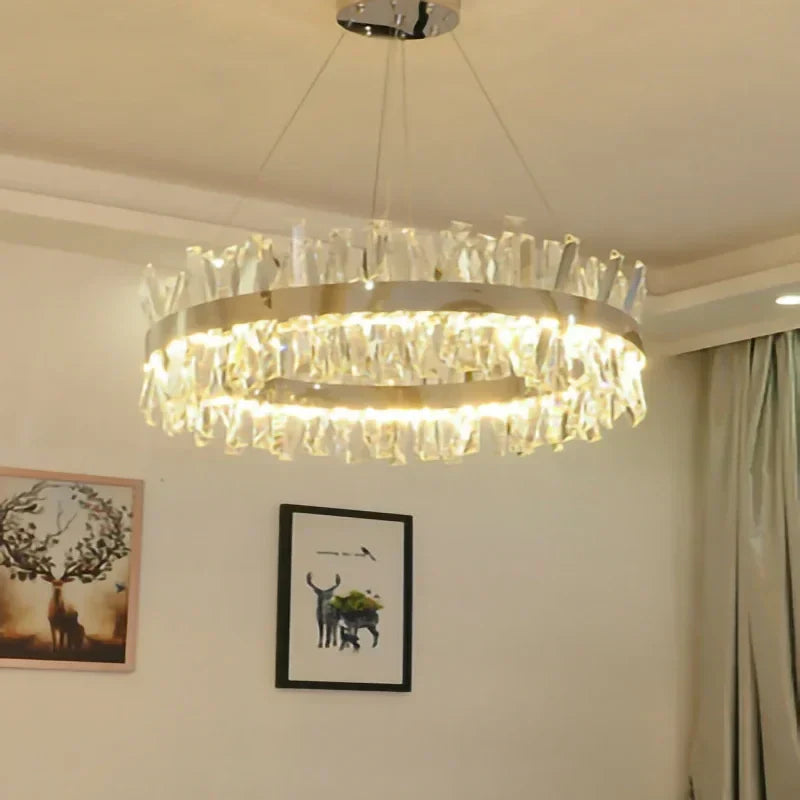 DecorBites™ Crystal LED Ring Chandelier for Luxury Decor & Lighting