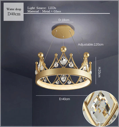 DecorBites™ Crown Crystal Chandelier Pendant Light for Bedroom and Living Room Decor