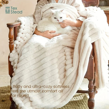 DecorBites™ Fuzzy Super Soft Flannel Throw Blanket - Luxe Plush Blanket for Sofa, Bed