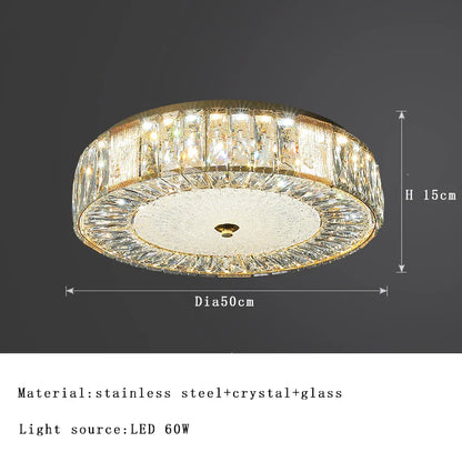 DecorBites™ Gold Crystal Glass Ceiling Light Fixture for Modern Living Rooms & Bedrooms