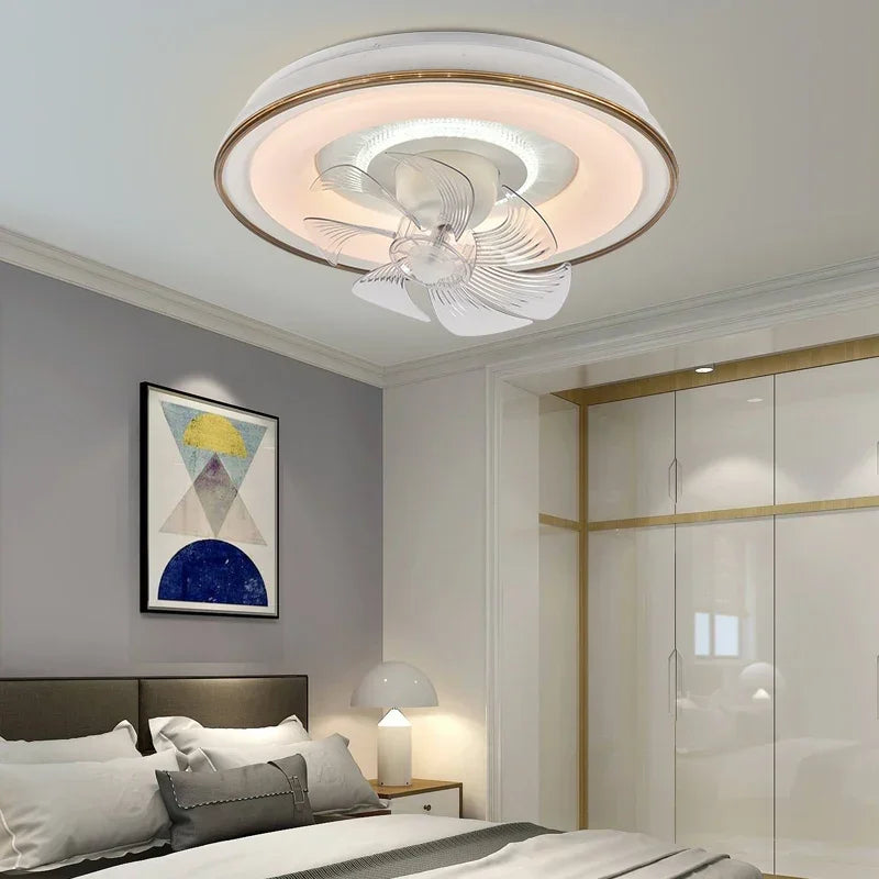 White Dimmable Ceiling Fan D50cm Tricolor Remote