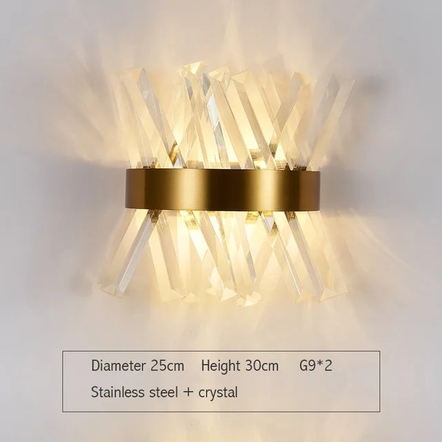 DecorBites™ Golden Crystal Wall Lamp: Elegant LED Sconce for Bedroom, Living Room, Bathroom