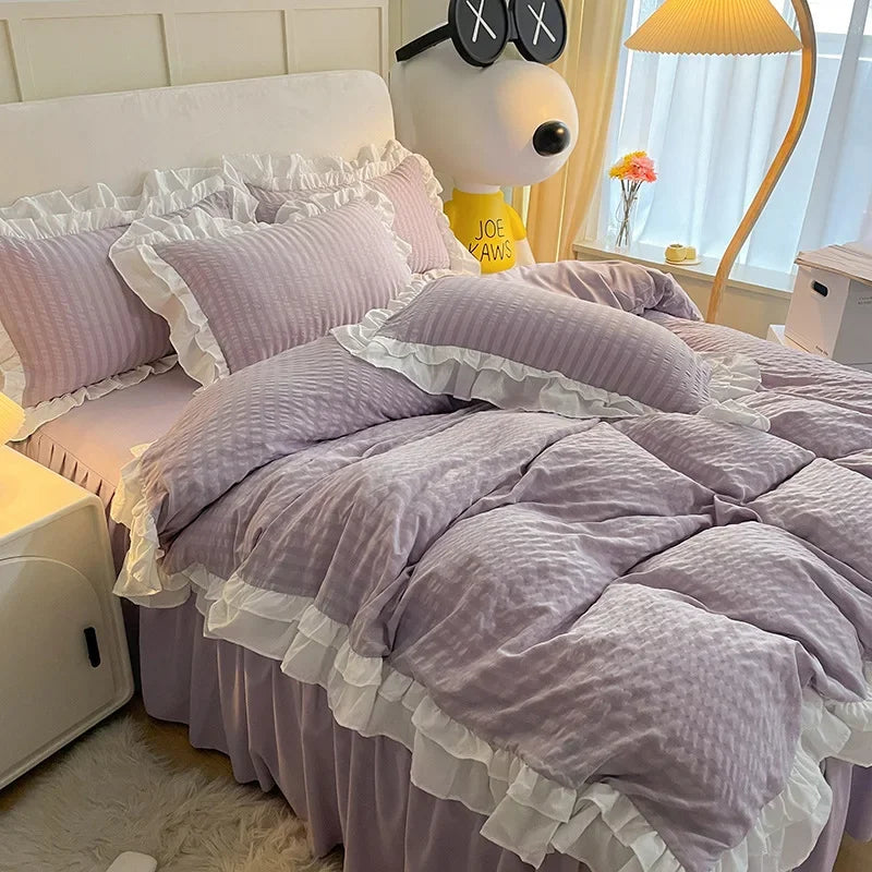 Washed Cotton Lace Bedding