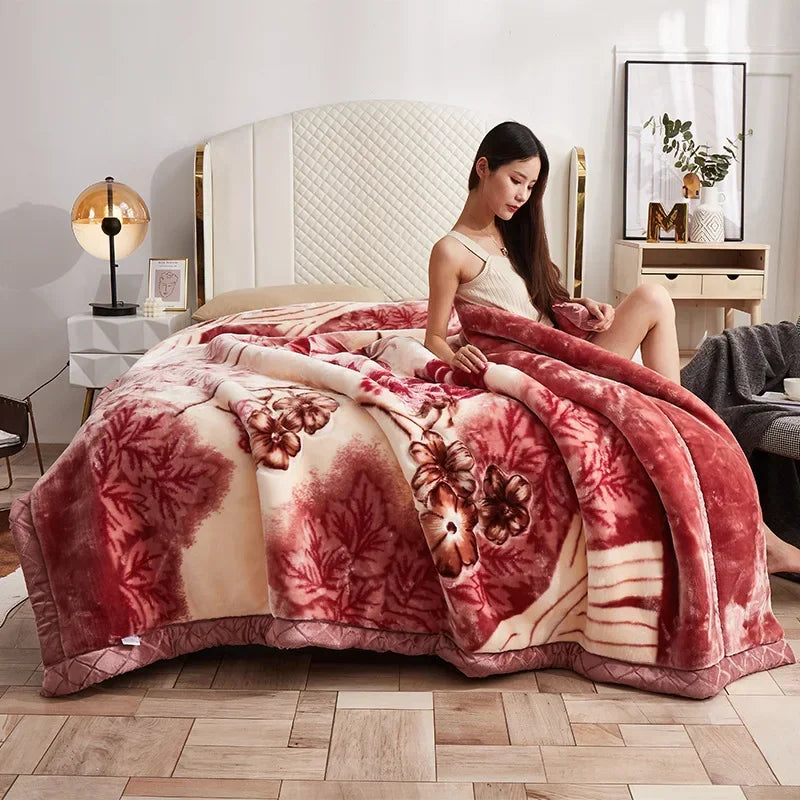 DecorBites™ Double Layer Raschel Blankets: Soft & Cozy Faux Fur Mink Throw