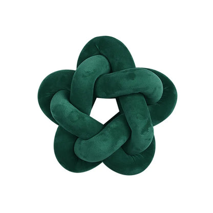 DecorBites™ Green Star Knotted Lumbar Cushion - Handmade Stuffed Throw Pillow