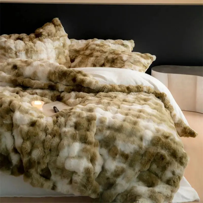 Faux Fur Velvet Patchwork Bedding
