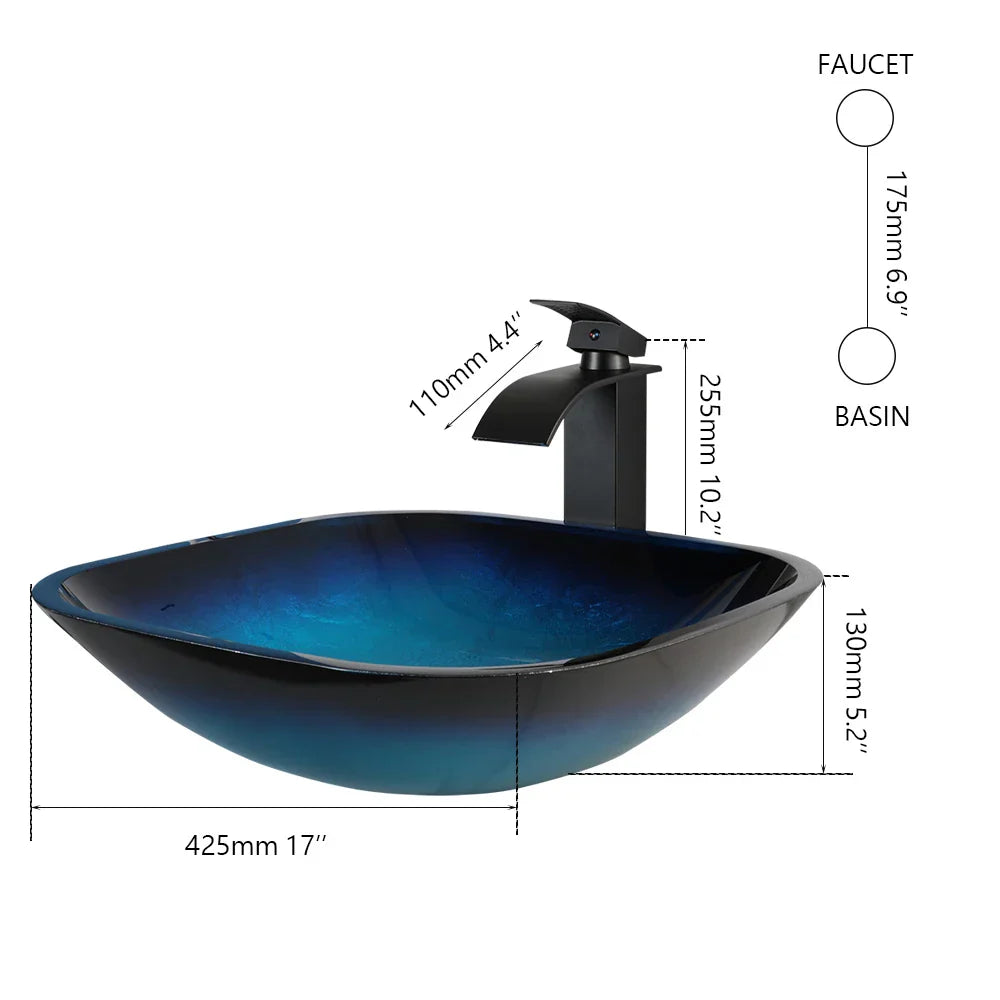 Blue Glass Basin Faucet