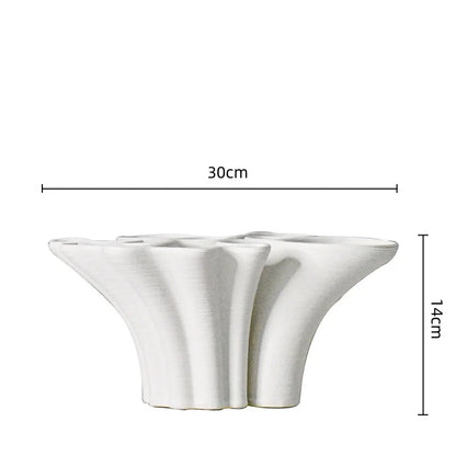 DecorBites™ Geometric Ceramic Fold Pattern Flower Vase Decorative Home Ornament