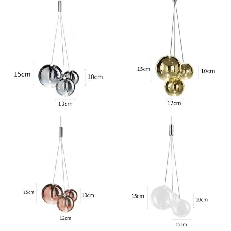 DecorBites™ Glass Ball Pendant Lamp - Modern Chrome Chandelier for Home Dining Bedroom Decor