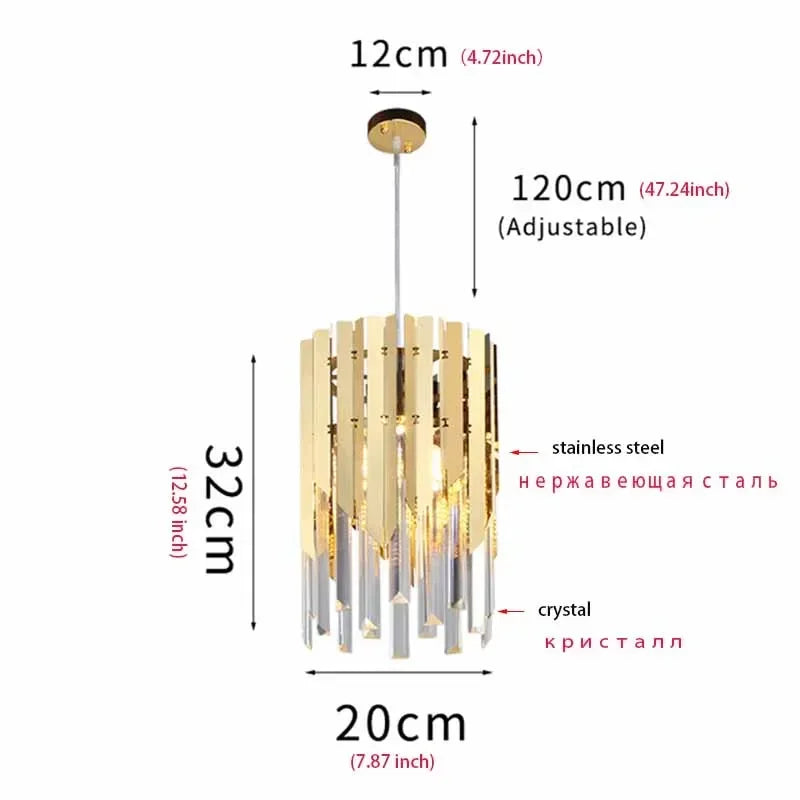 Gold Crystal LED Chandelier K9 3-Head Dia20cm
