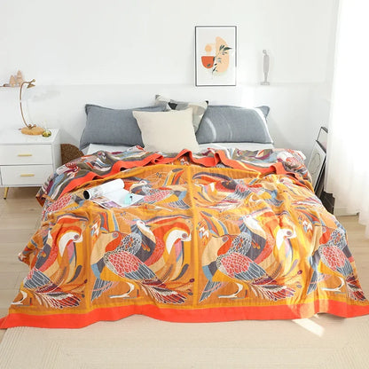 DecorBites™ Cotton Summer Throw Blanket – Breathable & Soft Nordic Quilt