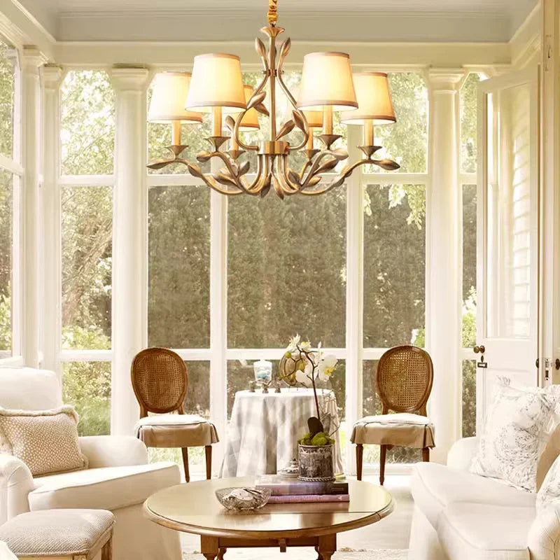 Gold Copper Fabric Chandelier