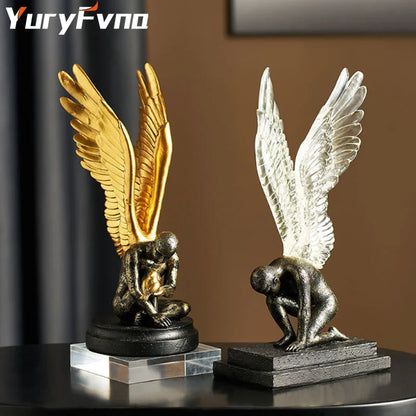 DecorBites™ Abstract Golden Character Resin Statue Modern Home Decor Ornament Scandinavian Style