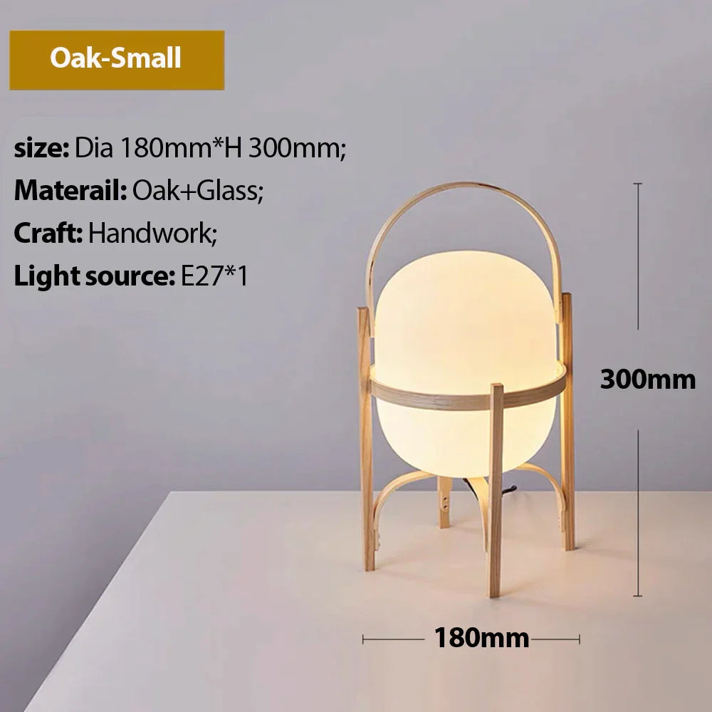 Wood Frame Glass Lamp