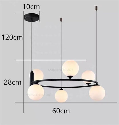 DecorBites™ Glass Ball Pendant Chandelier, Adjustable Height, Modern Nordic Design