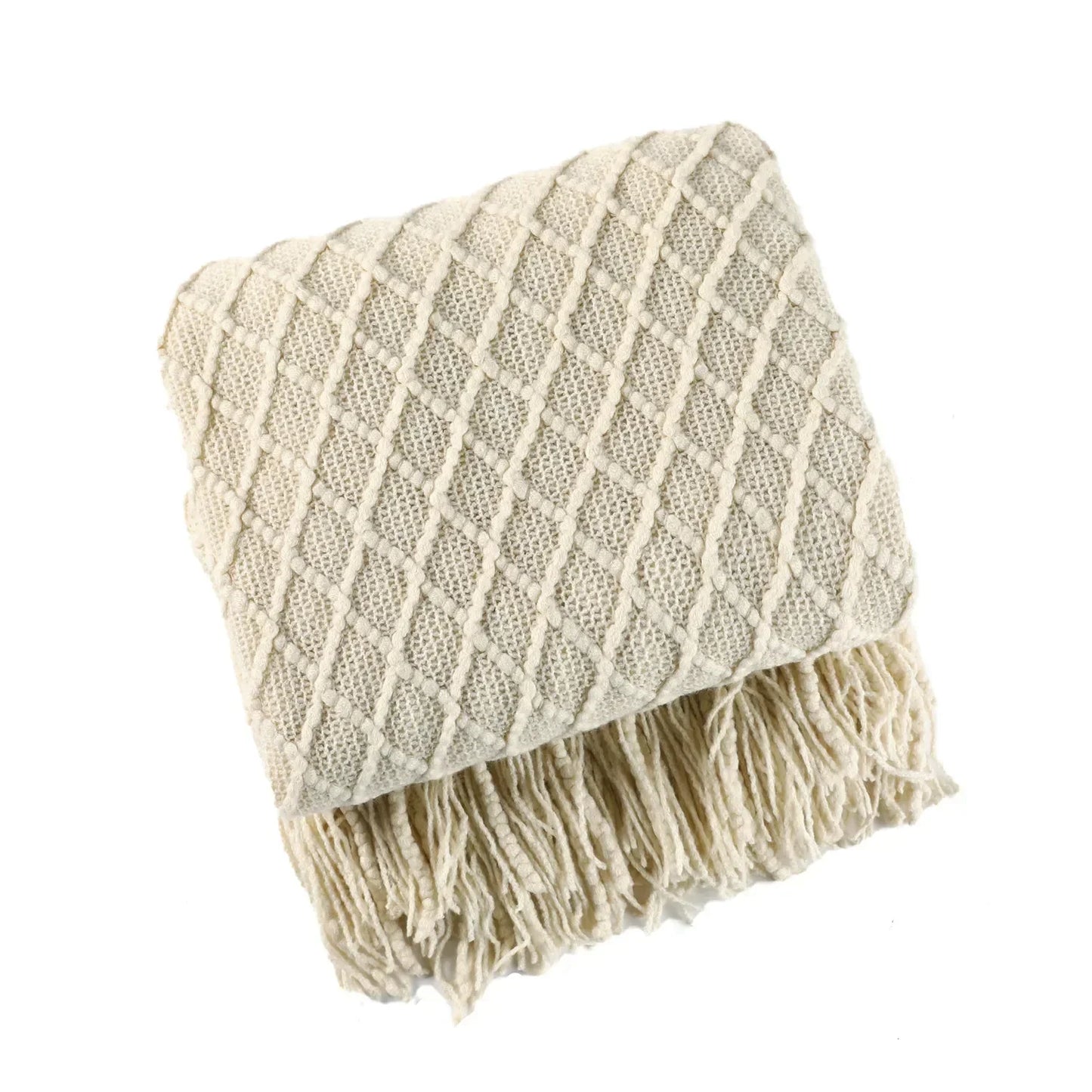DecorBites™ Knitted Wool Blanket - Soft Nordic Throw for Sofa, Bed, or Office