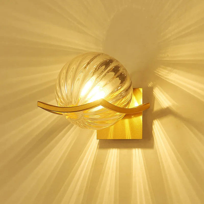 Gold Glass Ball Wall Lamp Sleek Modern Design