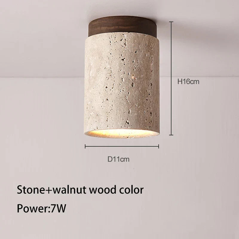 Stone Wood Ceiling Light