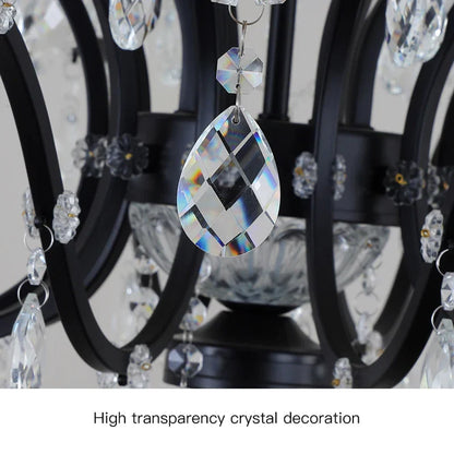 DecorBites™ Crystal Candle Chandelier Lighting: Black Pendant Lamps for Dining Kitchen & Farmhouse