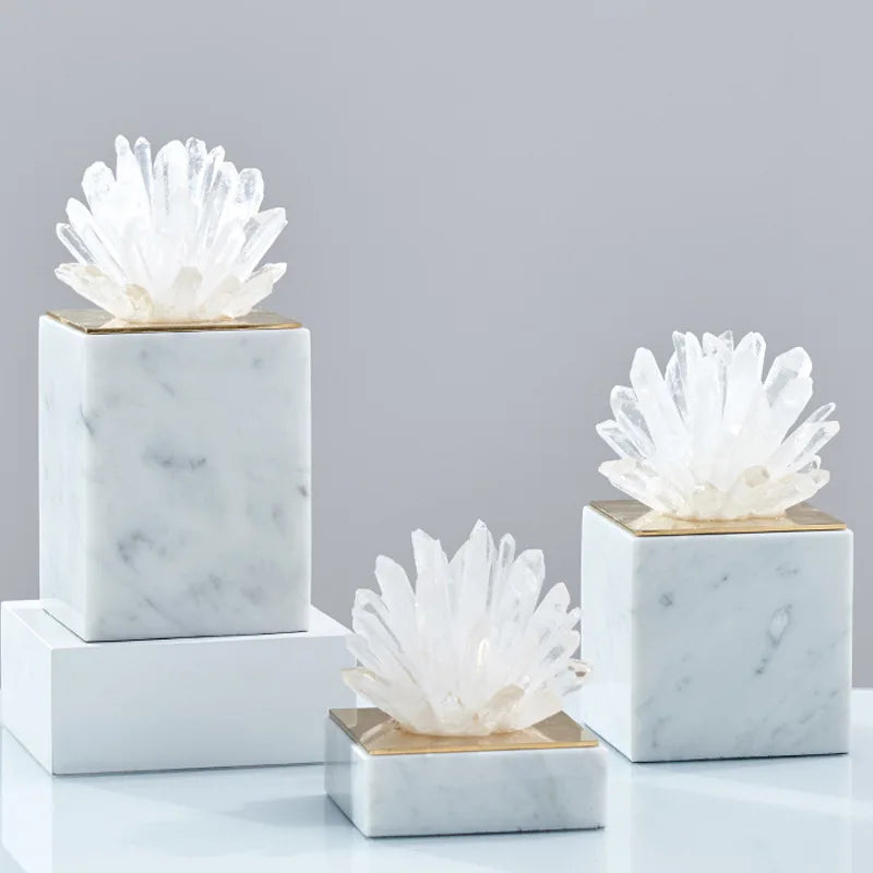 DecorBites™ Agate Stone Crystal Sculpture Gold-plated Marble Ornament for Living Room Desk