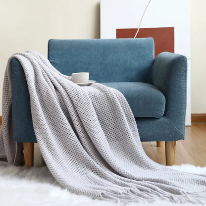 DecorBites™ Knitted Nordic Sofa Blanket - Soft Wool Blend Bed End Towel for Hotel Bedroom Decor