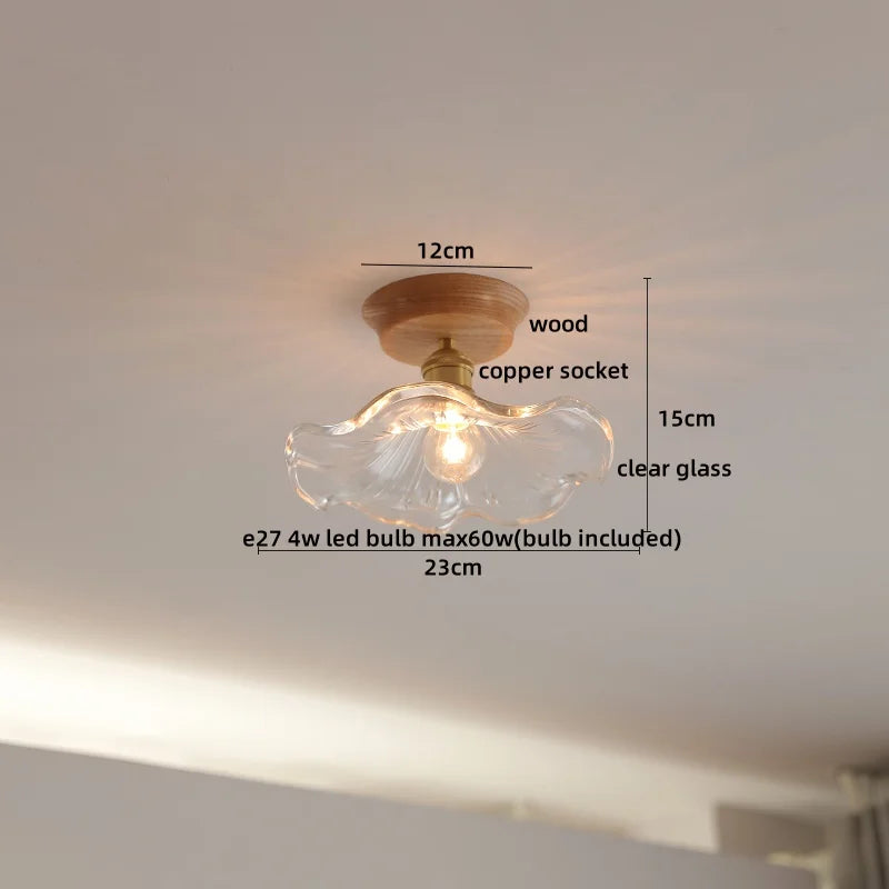 DecorBites™ Glass Wood LED Ceiling Light Modern Ceiling Lamp