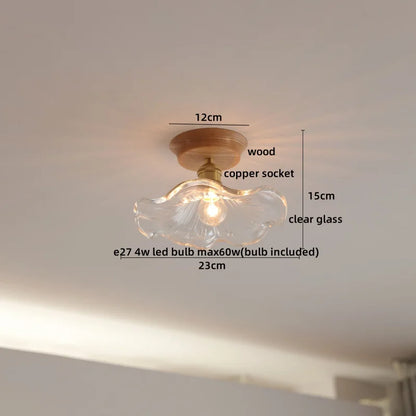 DecorBites™ Glass Wood LED Ceiling Light Modern Ceiling Lamp