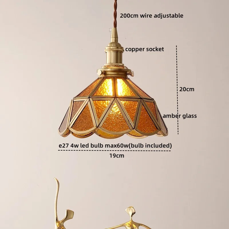 DecorBites™ Glass Copper LED Pendant Lamp for Dining Room, Nordic Modern Hanging Light Fixtures