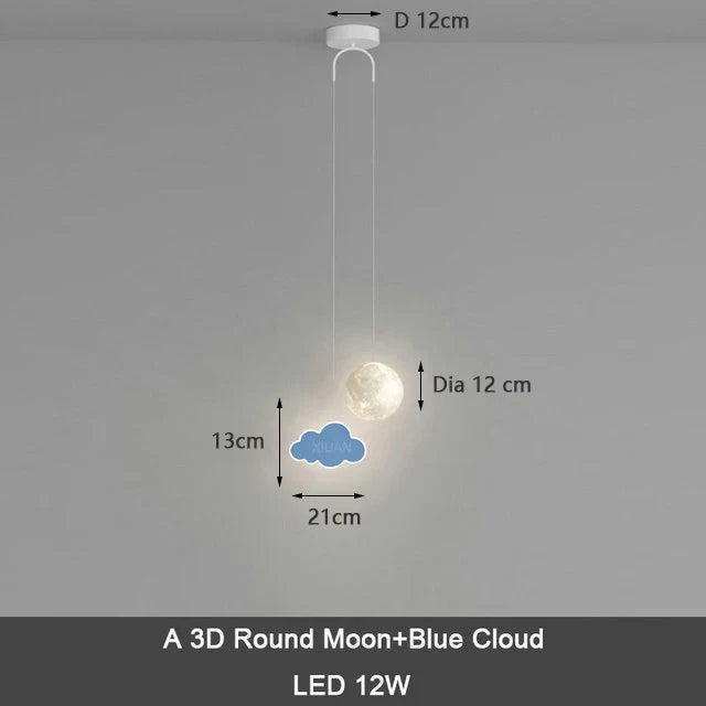 DecorBites™ Kids Star Cloud Moon Pendant Lamp with Remote Control Dimming