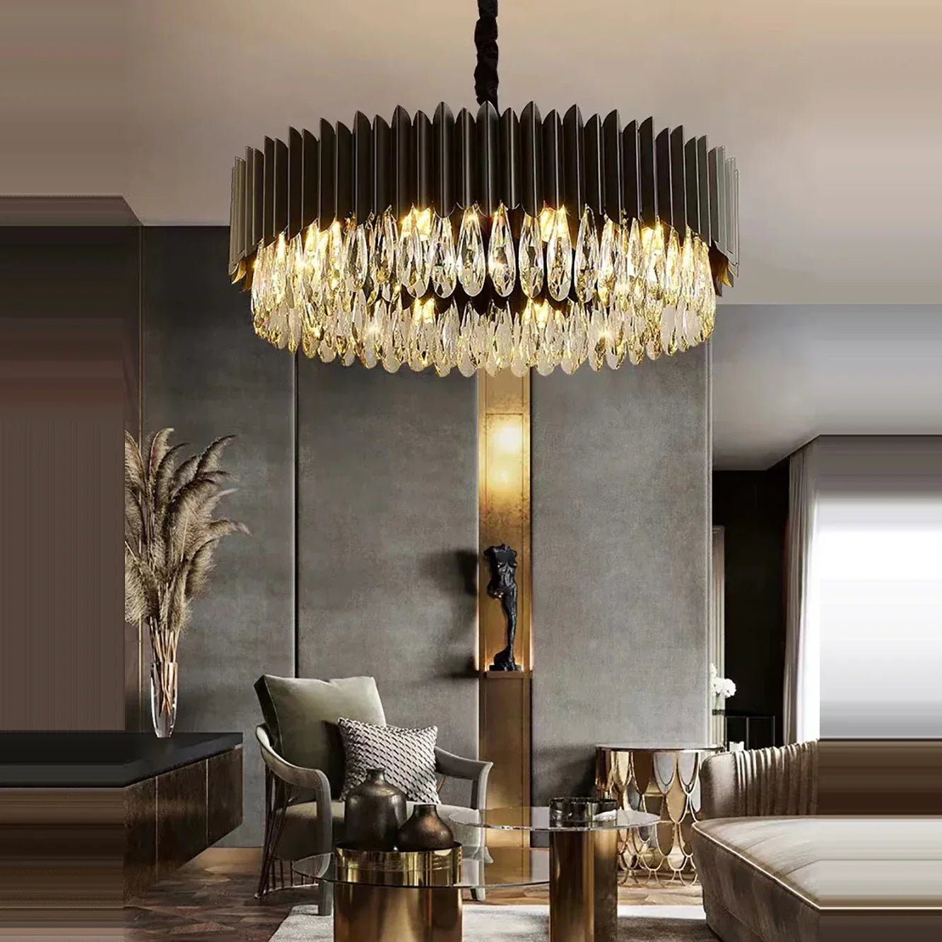 DecorBites™ Crystal Water Droplet Pendant Lights: Elegant LED Dimmable Lamps for Dining Room Foyer
